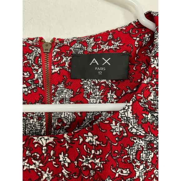 AX Paris Red Shift Mini Dress Size 12 Large Short Sleeve Allover Print - Picture 5 of 6